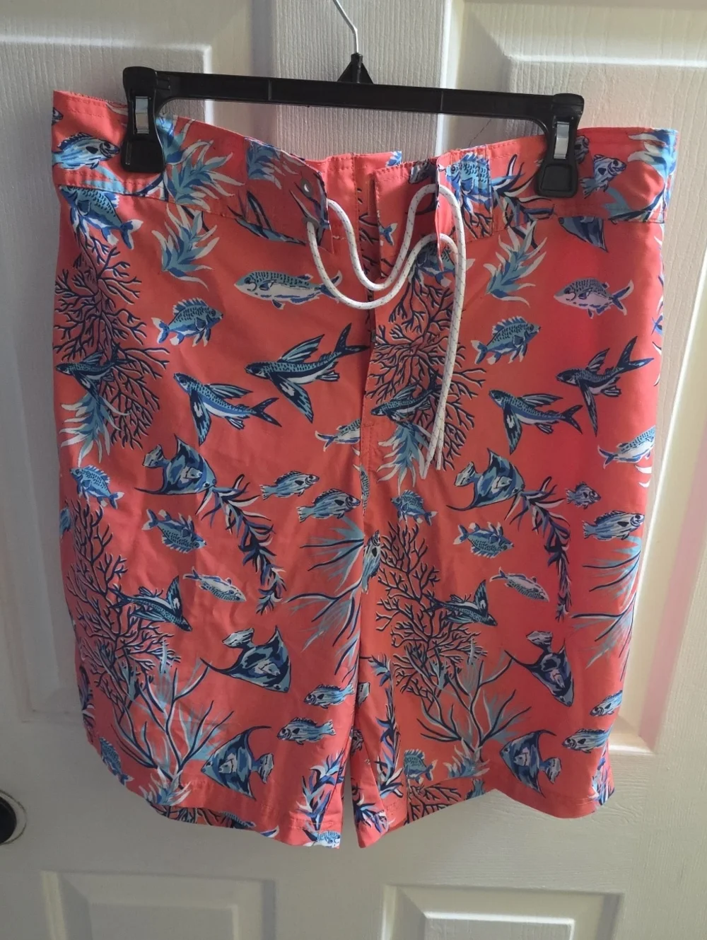 Men's Coral Blue Tropical Swim Trunks